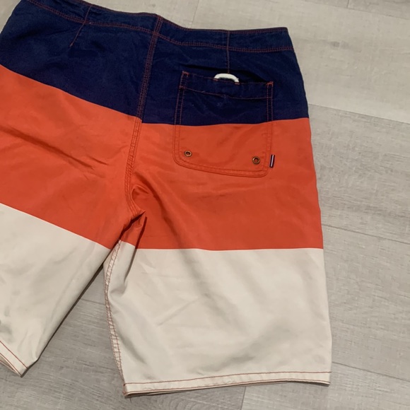 O’NEILL Board Shorts Bathing Suite Size 34 Navy Orange Tan Suft ONEILL - Picture 5 of 7